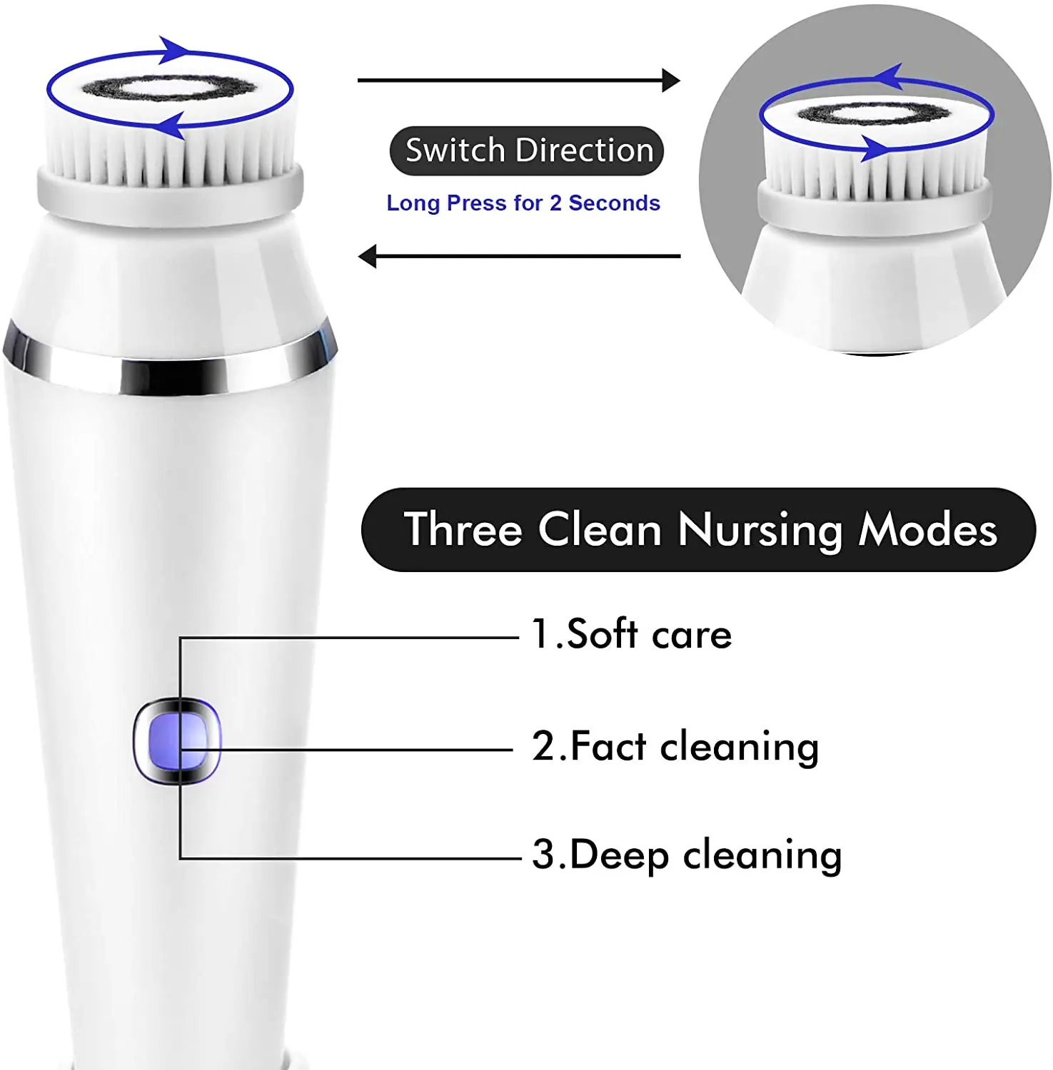 Beauty Electric Facial Cleansing Brush Face Spa Massager Waterproof Spin Sonic Exfoliating Face Scrubber Brush Skin Care Machine