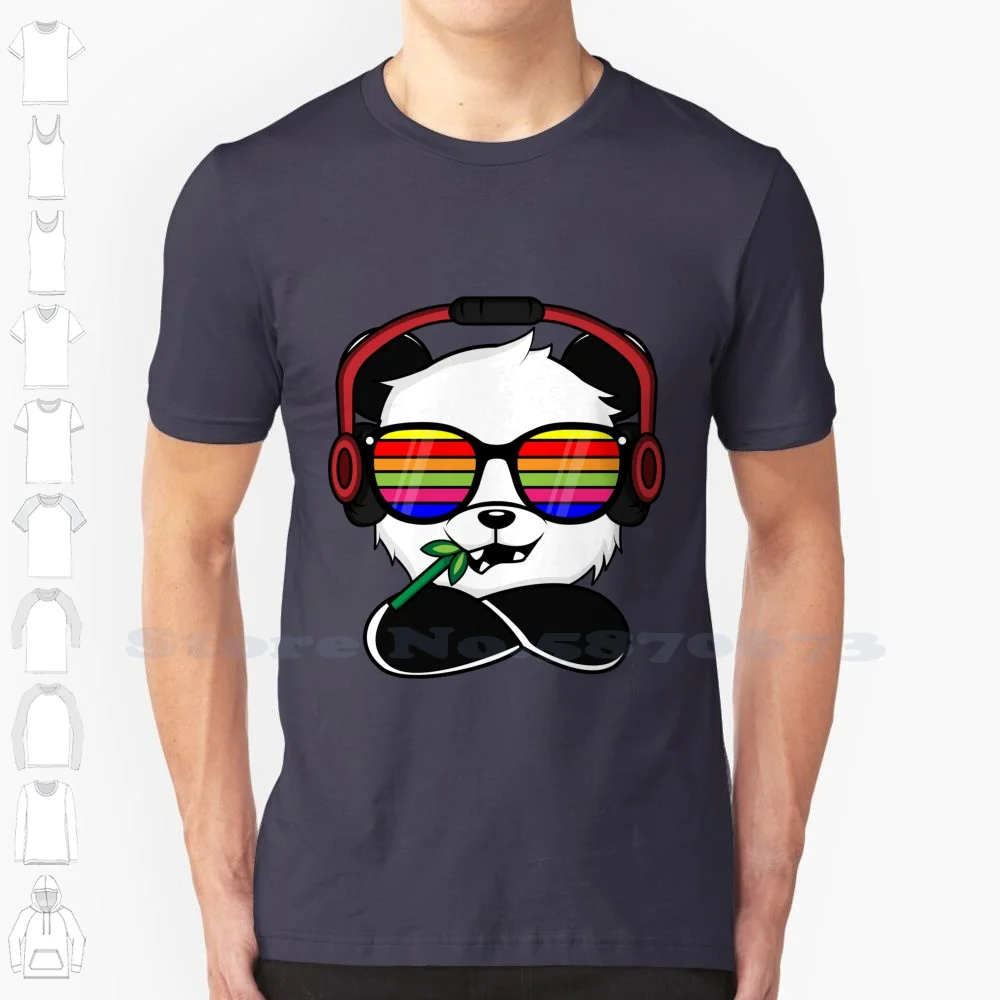 Glasses Cool Panda-Headphones Over Ear 100% Cotton T-Shirt Cool Panda With Glasses Panda Bear Mowgli Sunglasses