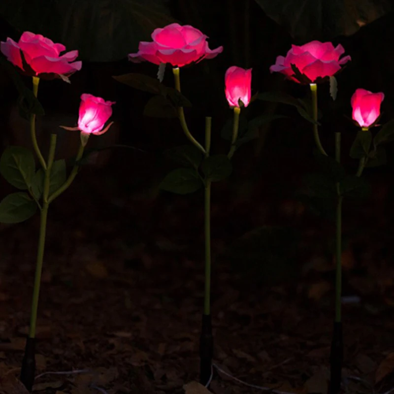 

Solar Garden Light Outdoor 6 Led Rose Lamp One For Three Solar Garden Decoration Lights 12 LED Lantern Solar Flower Lawn Lights