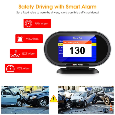 Автомобильный бортовой компьютер KONNWEI KW206 OBD2, цифровой Компьютерный дисплей, Автомобильный сканер, датчик расхода топлива, воды, температуры