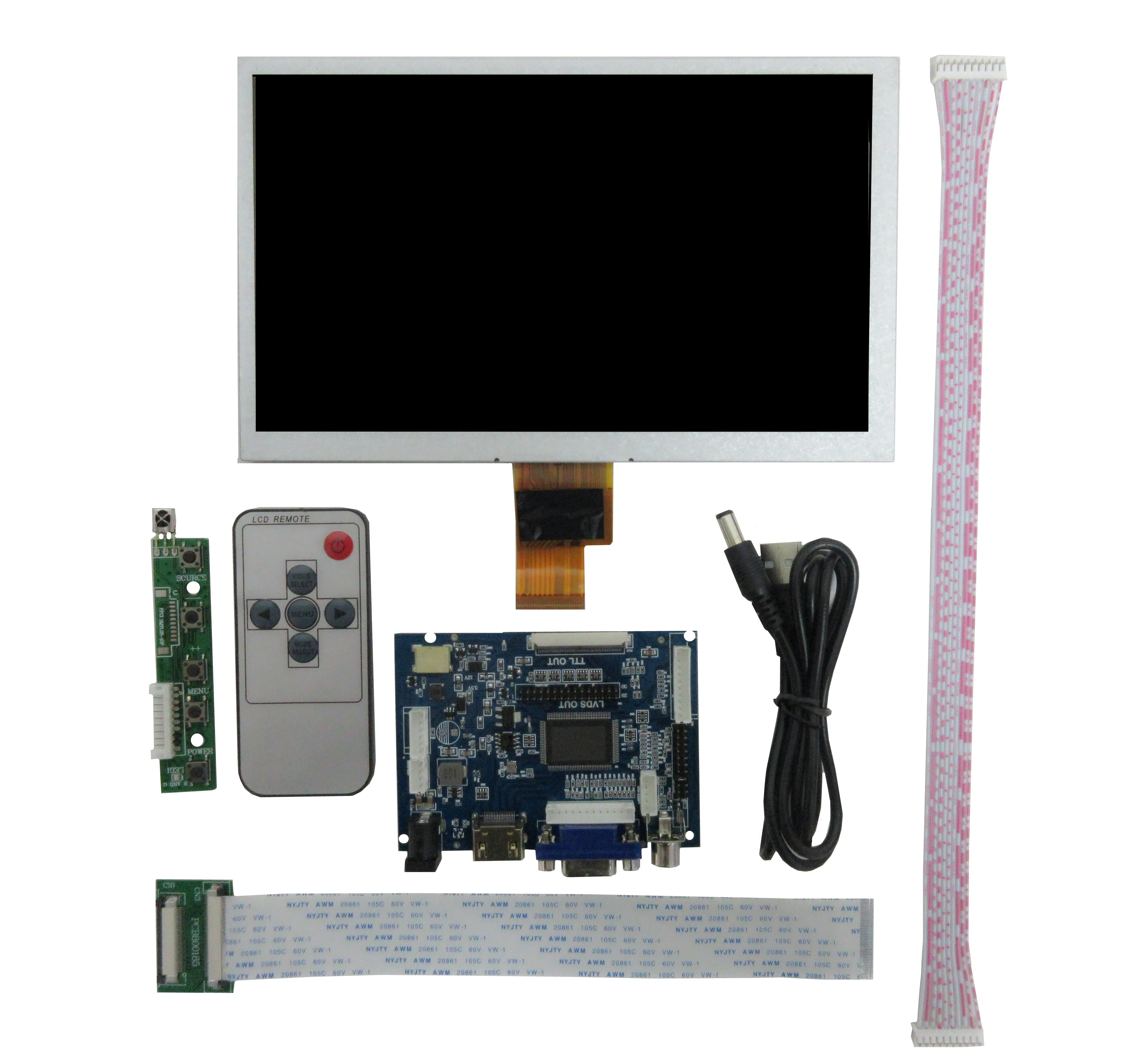 8 Inch 1024*600 Screen Display LCD TFT Monitor Driver Control Board HDMI-Compatible VGA AV For Lattepanda,Raspberry Pi Banana Pi