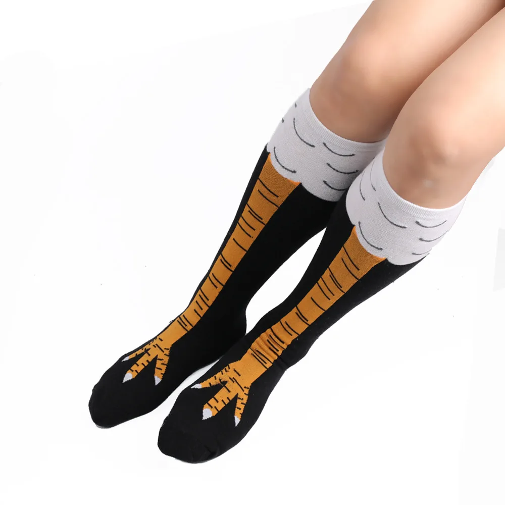 Women\'s Cotton Stockings Cartoon Leggings Lady Socks Student Girls Fashion Chicken Feet Individuality Over Knee Stocking