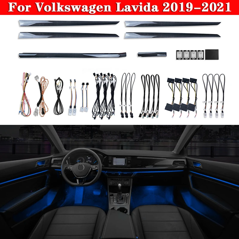 For Volkswagen Lavida 2019-2021 Car Ambient Light 30-Color Set Screen control Decorative lighting Atmosphere Lamp LED strip