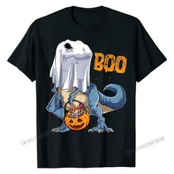 Ghost Dinosaur T rex Funny Boo Halloween Gifts Men Pumpkin T-Shirt Top T-shirts Tees Discount Cotton Custom Fashionable Mens