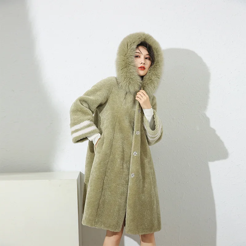 Winter Boollili Autumn Coat Women Clothes 2023 Sheep Shearing Real Fur Coat 100% Wool Jacket Women Fox Fur Collar Fur Tops