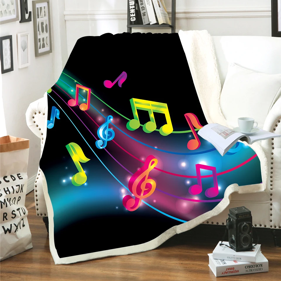 Home Textile 3d Color Note Print Children Warm Bed Fleece Throw Blanket for Travel/sofa/bed Newborn Baby Blanket Boy Gifts