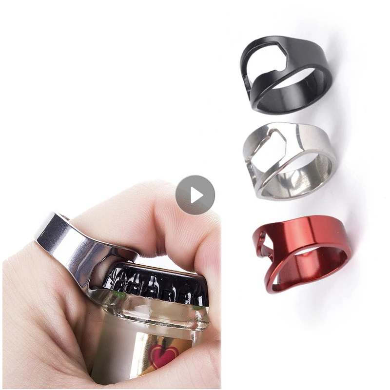 Ring Opener Beer Opener Kitchen Accesories Portable Mini Ring Beer Bottle Opener Stainless Steel Finger Ring Shape Bottle Opener