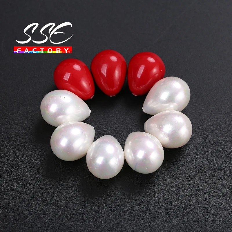 12x16mm 3PCS Half Drilled Water Drop White Shell Pearl Beads For Jewelry making DIY Earring Studs Accessorie can mixed wholesale