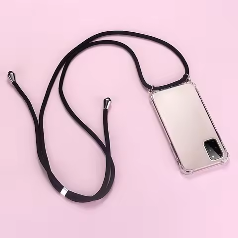 Luxury Lanyard Silicone Phone Case For Samsung Galaxy S25 S24 S23 S22 S21 S20 FE Note 20 10 Plus Ultra-thin Necklace Rope Cover