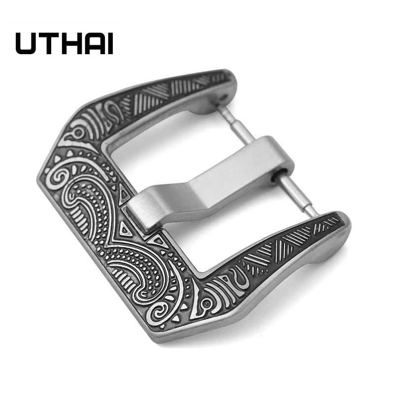 Stainless Steel Large Watch Buckle18mm 20mm 22mm 24mm Black Silver Metal Brushed Watch Band Strap CSuit Unbuckle UTHAI T12