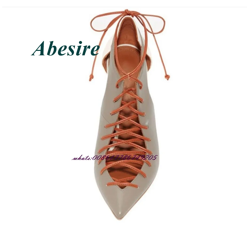 Abesire Pointed Toe Cross Tied Sandals Mixed Color Lace Up Stiletto Heel High Heels for Plus Size Women Summer New Arrival Sexy