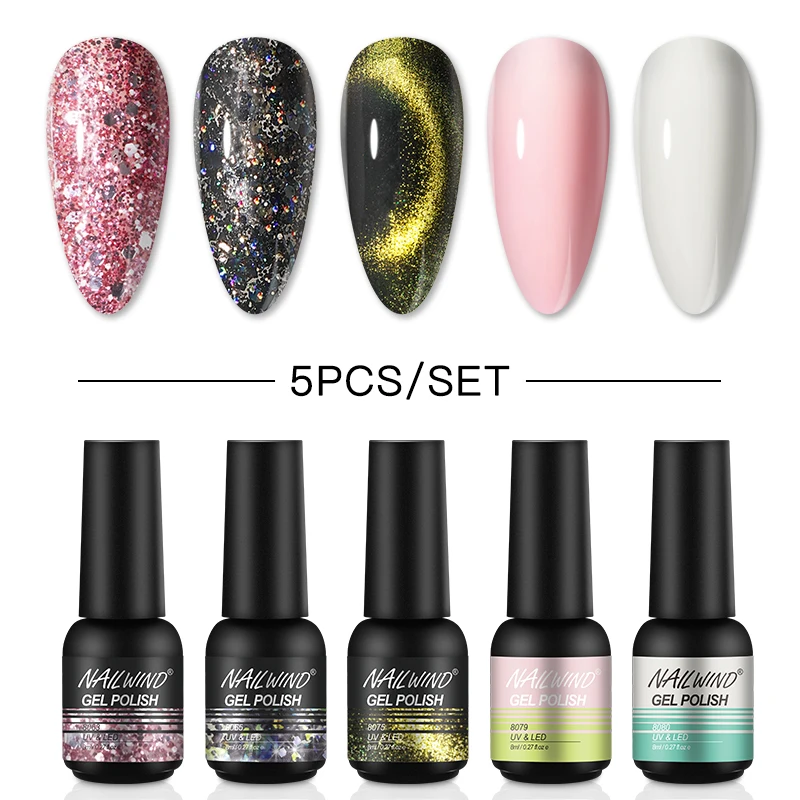 Nailwind Gel Nagellack Set Basetop Mantel Farbe Gel Glitter Vanish Nagel Kit Semi Permanent Hybrid Lack für die Maniküre einweichen