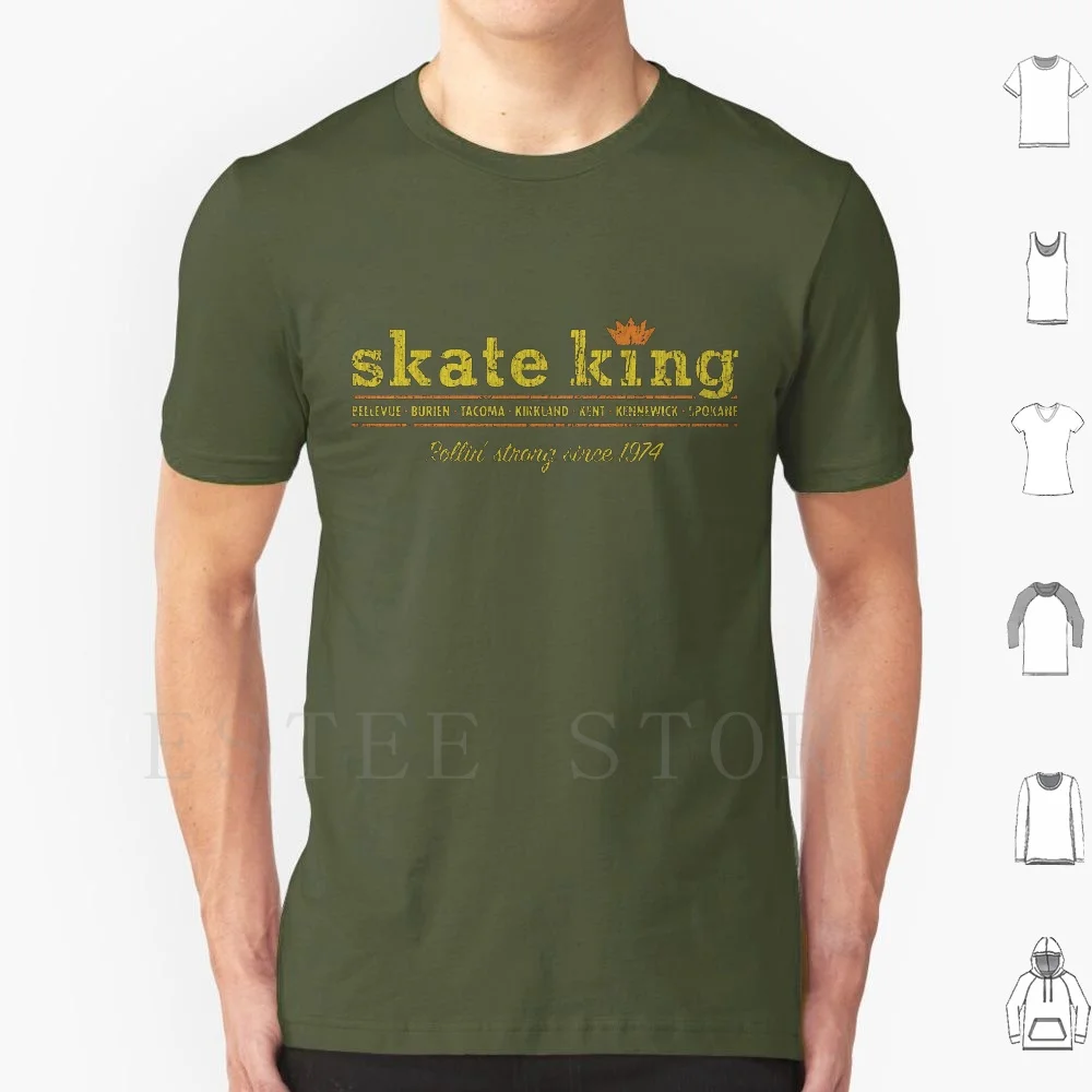 Skate King T Shirt DIY Big Size 100% Cotton Roller Skating Roller Girl Vintage 1970s Seattle Northwest Washington 1980s Roller