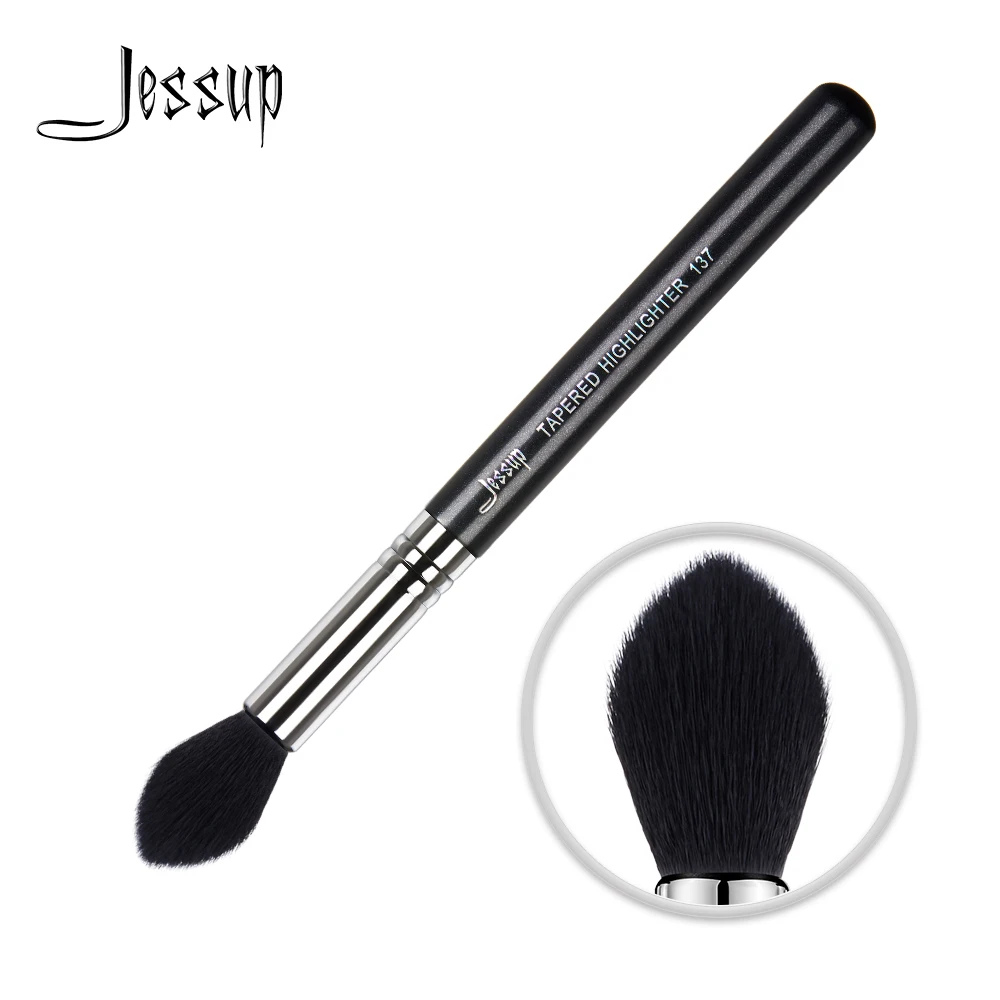 Jessup Tapered Highlighter Single Makeup Brush Face 1Pcs Black-Silver Professional Fiber Hair Cosmetic Tool Wholesale 137