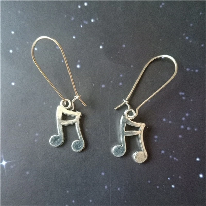 Note Earrings, Musical Note Earrings, Gift for Her, Stocking Filler, Antique Silver Color Earrings, Music Student Teacher Gift