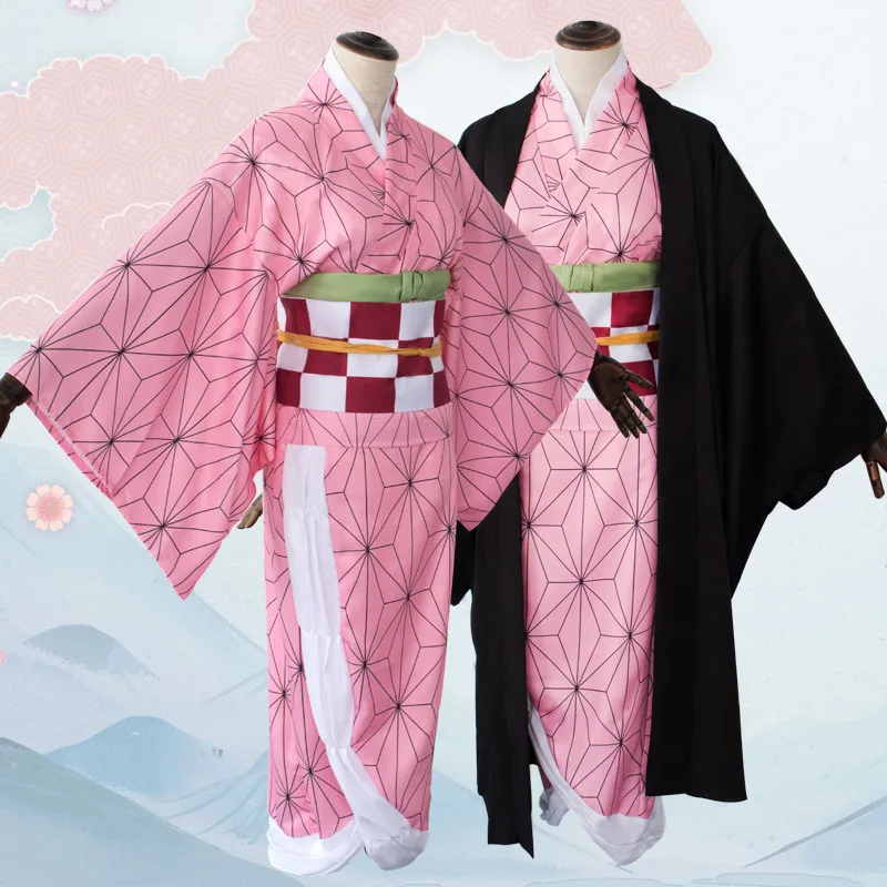 Kimetsu No Yaiba Anime Costume Kamado Tanjirou Nezuko Agatsuma Zenitsu Tomioka Giyuu Cosplay Kimono Costume Set