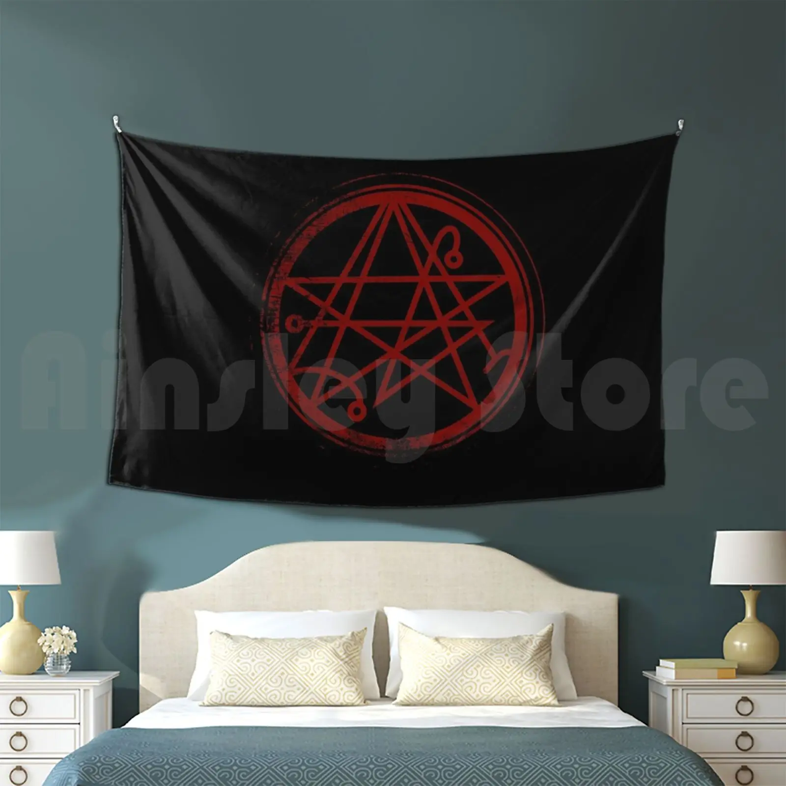 Necronomicon-Symbol Tapestry Living Room Bedroom Horror Grimoire Cthulhu Eldritch Roleplaying Tabletop Necronomicon