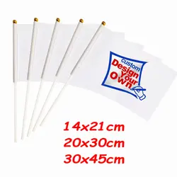 ZXZ 100Pcs Custom Hand Flag 14X21cm Hand Shaking Flag Print Buyer's Company Logo or design election flag with plastic flagpole