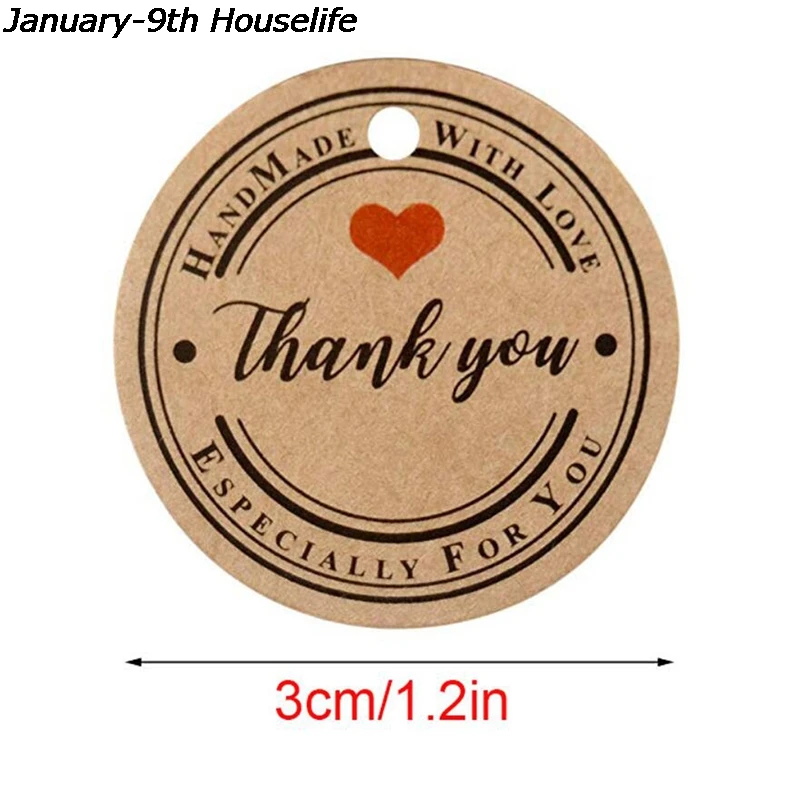 100pcs Kraft Paper Thank You Tags For Wedding Decoration Party Favors Tags Handmade Labels Jewelry Charms Price Tag DIY Decor