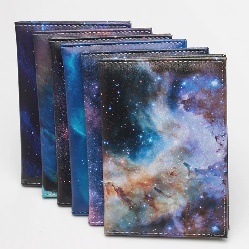 Passport Case Fashion Bright Starry Galaxy Fashion Leather Passport Case Card Case Unisex Travel Passport Case