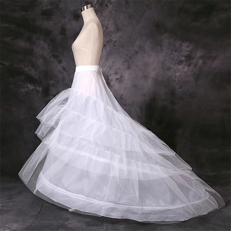 Wedding Bridal Petticoat With Train Underskirt Cosplay Party Crinoline Slips Large Wasit With Hoops