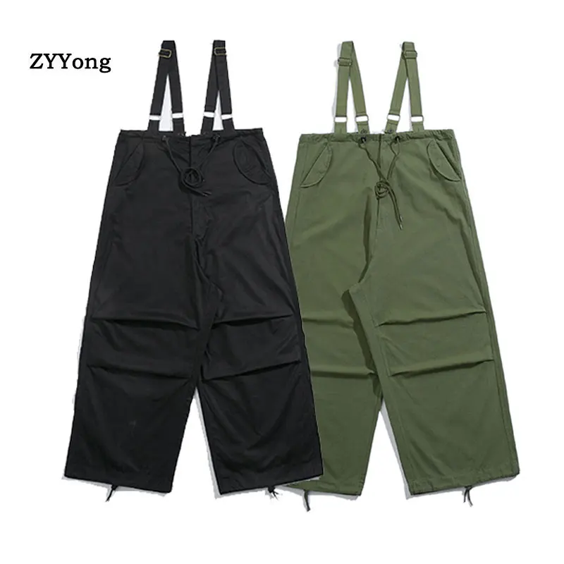 2020 New Mens Black Green Loose Overalls Fashion Men's One-piece Pants Male Casual Pocket Jumpsuits Hip Hop Bib Pants