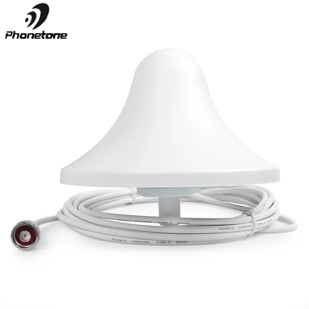 

Booster Indoor Antenna 3G 4G 2G 5dBi 800-2500MHz Ceiling Antenna with N Male Connector, 10m Cable