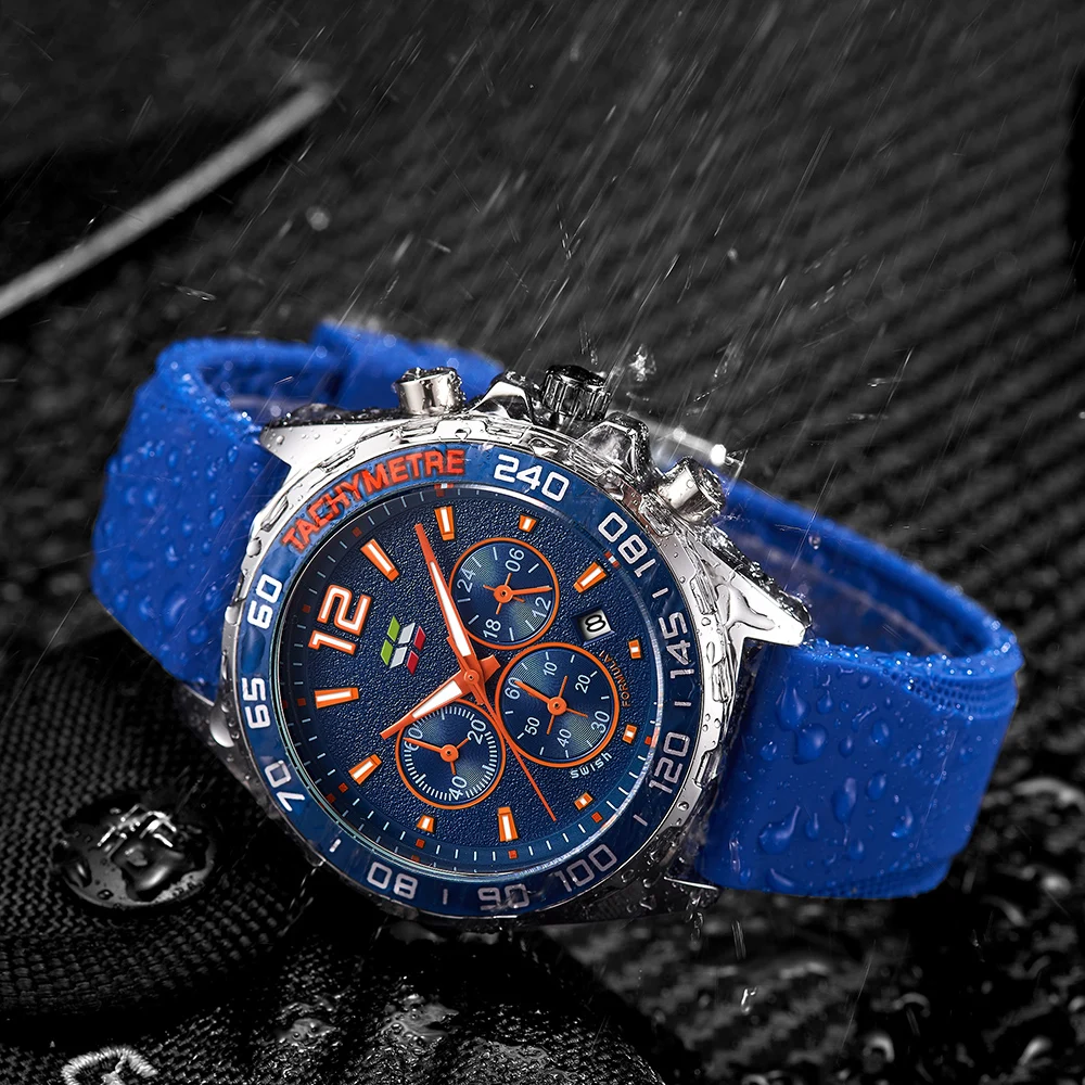 SWISH Green Blue Men Watches Sport Chronograph Wrist Watch Date Military Sport Date Clock Man Reloj Hombre Waterproof