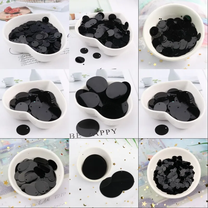 10g/Pack Various Sizes Black Sequins Craft PVC Flat Round Oval Paillettes Women Full Dress DIY Sewing Lentejuelas Accessoriies