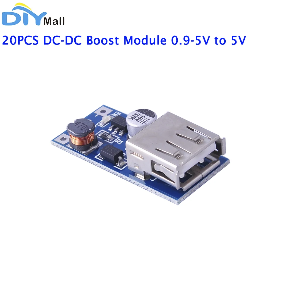 

20pcs DC-DC Step Up Module Boost Converter 0.9V-5V to 5V 600MA USB Mobile Power Boost Circuit Board