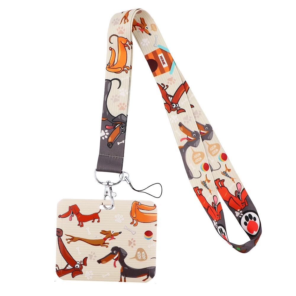 LX947 Dachshunds Lanyard ID Card Holder Pendants Badge Holder Neck Strap Keychain Lariat Phone Straps for Dogs Lovers Gifts