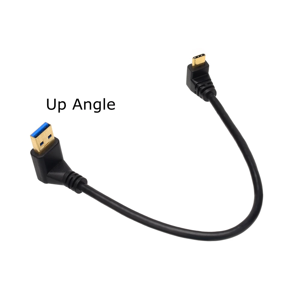 90 Degree Up Down Left Right Angle USB 3.0 Type A To USB C Up Angle Data Sync Charging Cable for Xiaomi Huawei P9 Samsung Note7