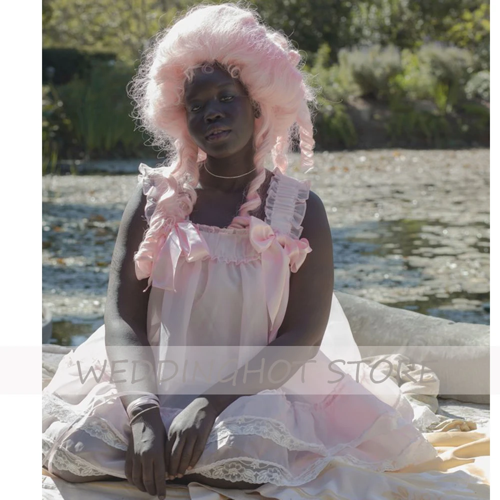 Robe de soirée en Organza rose Lolita pour filles, tenue de bal de forme trapèze, élégante, avec col carré, 2023