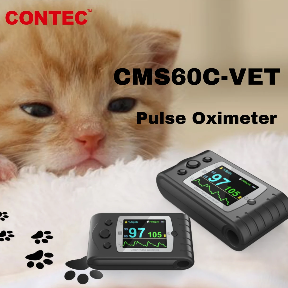 CONTEC CMS60C-VET Veterinary Pulse Oximeter Pulse Rate SPO2 Portable Handheld Monitor With Software