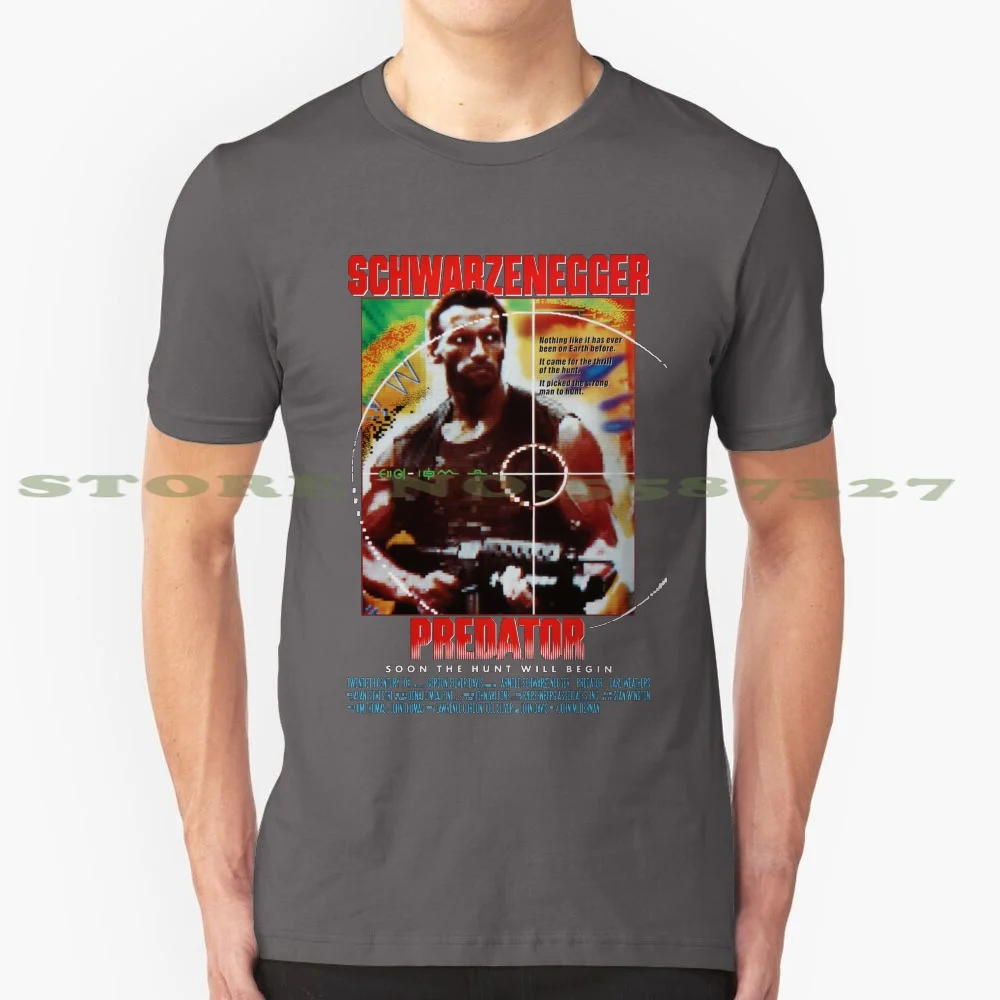 100% Pure Cotton T-Shirt Arnold Schwarzenegger Carl Weathers Bill Jesse Ventura Raw Deal Terminator Running Conan Gray Eraser