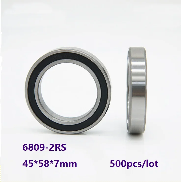 

500pcs/lot 6809-2RS 6809RS 6809 2RS High Quality Double rubber cover 45*58*7mm Thin Wall Deep Groove Ball bearing 45×58×7mm