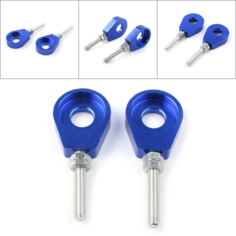 Blue 12mm Axle Tensioner Chain Adjuster 2 Pcs For Chinese CRF XR 50 70 Pit Dirt Bike