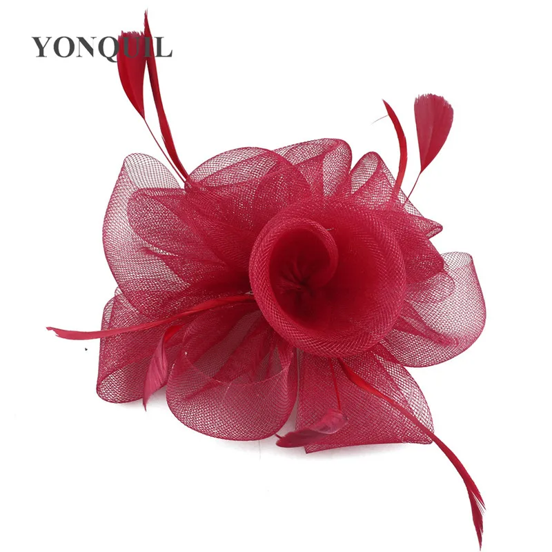 Nylon moda capelli copricapo da sposa accessori da sposa spilla Mariage fascino giallo copricapo sposa fascia Fascinator