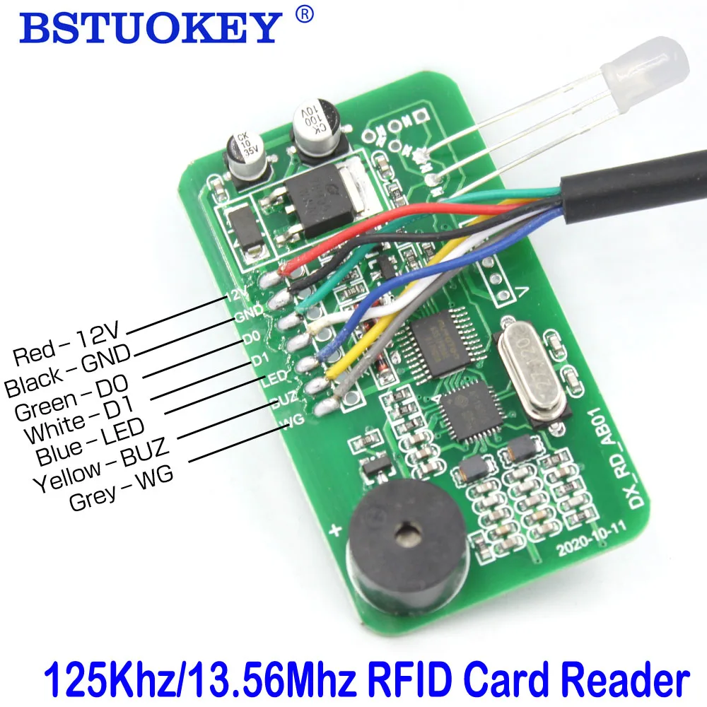 Decodificador de tarjeta RFID de doble frecuencia, módulo lector RFID de 125KHz, TK4100, 13,56 Mhz, Wiegand 26/34, placa de salida para Control de