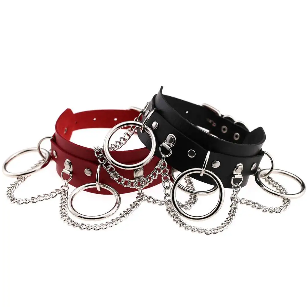 Sex Toys for Couples BDSM Bondage Restraints PU Leather Neck Collar With Chain Sex Necklace Fetish Slave Exotic Accessories