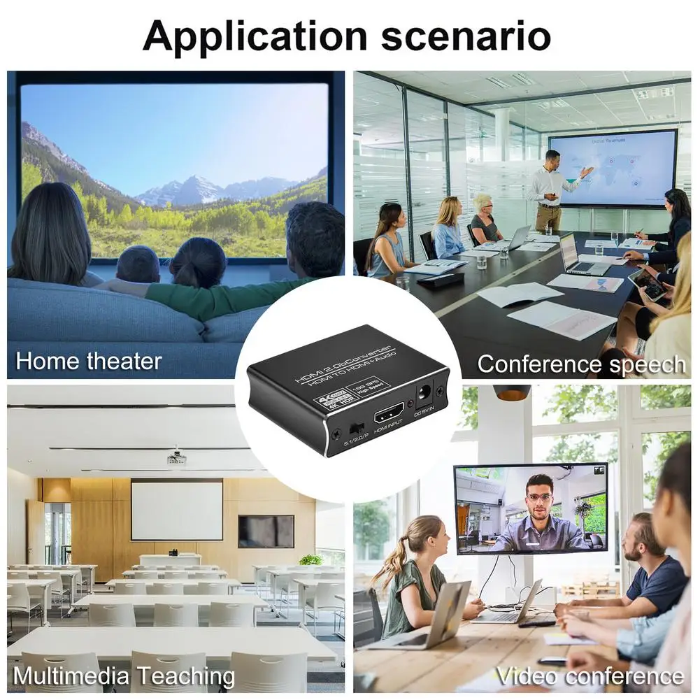Adaptador de áudio hdmi 1080, 4k/30hz, 3.5 p, 2.0mm + spdif, conversor para ps5, 4 pc, laptop, reprodutor hd