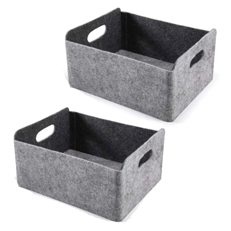 2Pcs Felt Storage Basket/Bin with Handles, Collapsible & Convenient Storage Solution