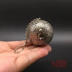 Exquisite Antique Copper Aromatherapy Ball Hollow Mini Home Incense Ball Backflow Incense Burner Sachet Ball Pendant Tea Ceremon