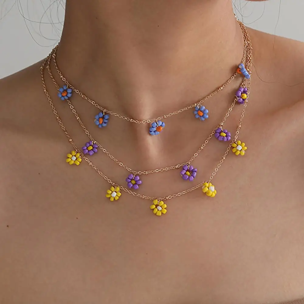 Salircon-gargantilla de flores coreanas para mujer, collar de cadena de clavícula acrílica Bohemia, collares cortos, joyería de moda, tendencia 2020