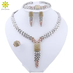 Fashion Dubai Silver Color Jewelry Set Nigerian Wedding African Beads Jewelry Sets Necklace Set for Women Ethiopian Jewelry