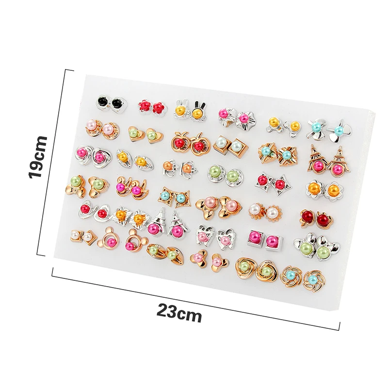 Wholesale 36Pairs/18pairs Mixed Styles Gold Color Balck White Ctystal Geometric Plastic Stud Earrings Set For Women Girl Jewelry