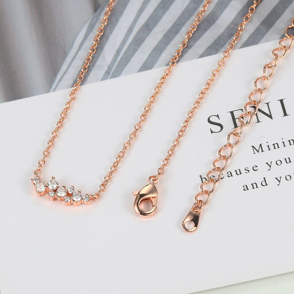 ZHOUYANG Pendant Necklace For Women New Fresh Mini Zircon Rose Gold Color Wedding Engagement Party Gift Fashion Jewelry N023