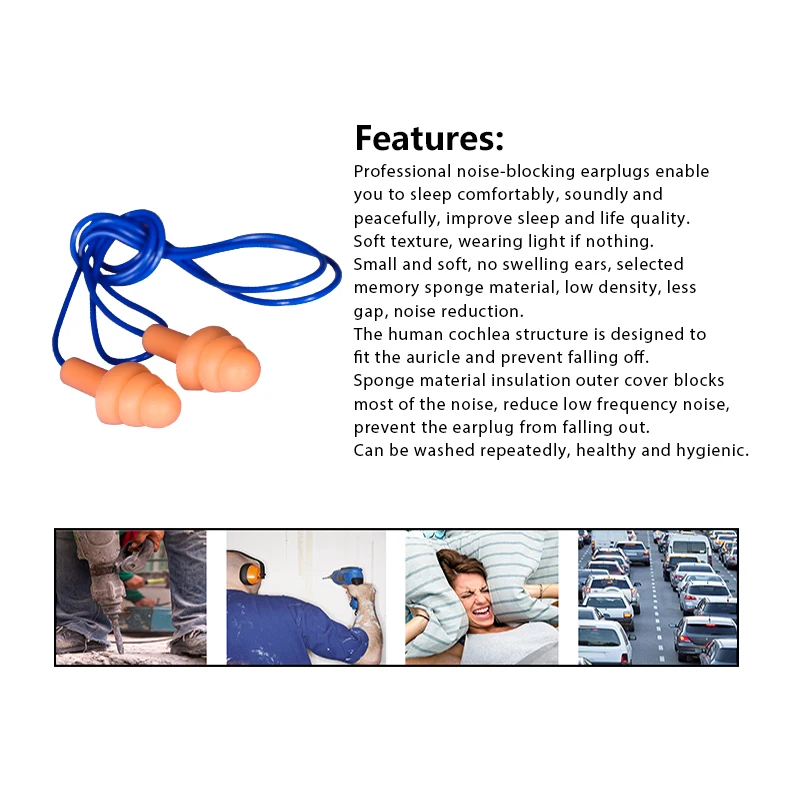 10Pair Portable Soft Anti-Noise Ear Plug Waterproof Swimming Silicone Swim Earplugs For Adult Children Swimmers Diving With Rope