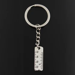 Fashion Keychain 29x10mm Tools Ruler Rule Silver Color Pendants DIY Men Jewelry Car Key Chain Ring Holder Souvenir For Gift