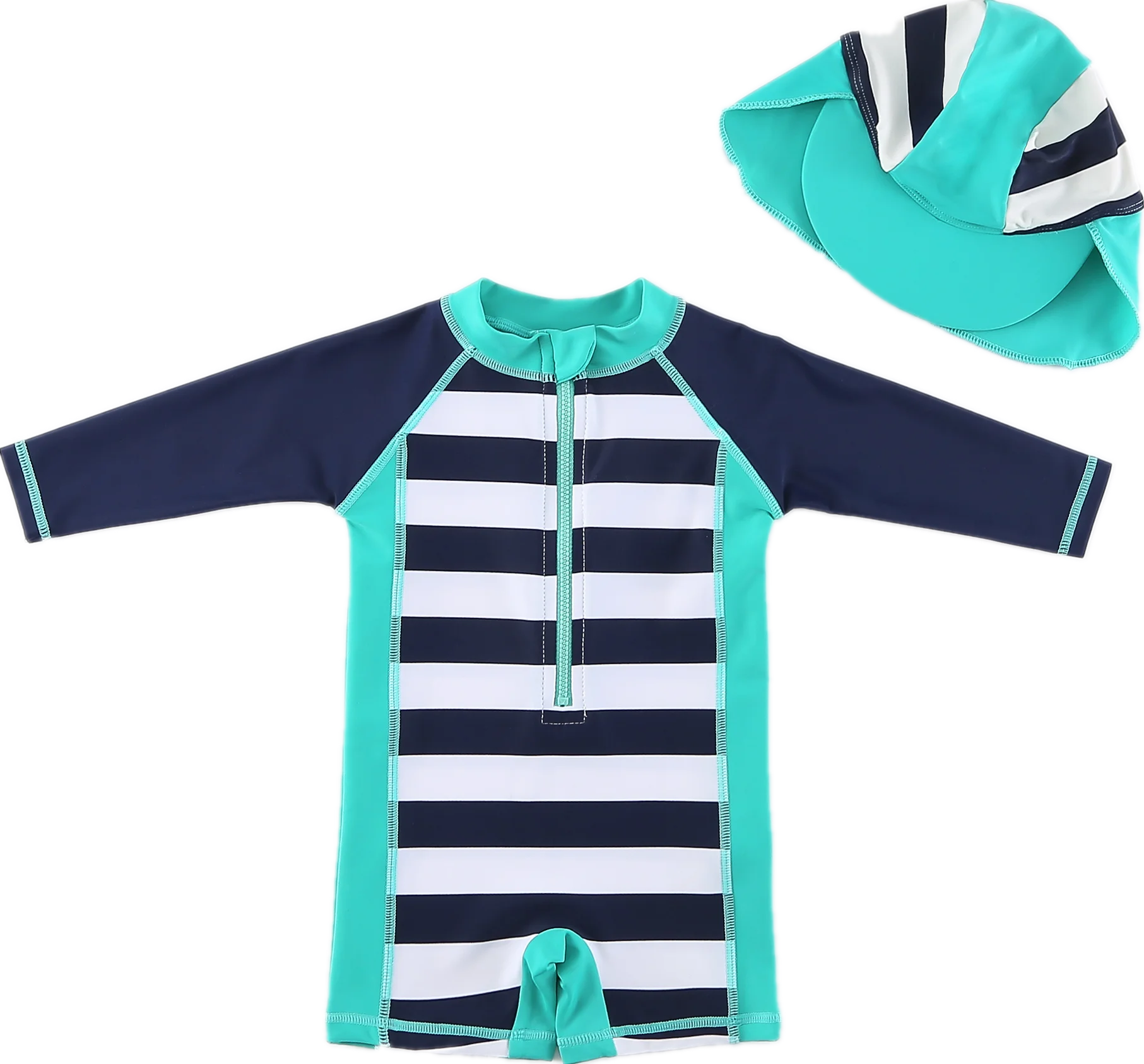 Wishere Swimsuit One Piece Baby Boy Swimwear Children Swimming Suit With Hat Kid's Beachwear Infant Sun Protection Sunsuit